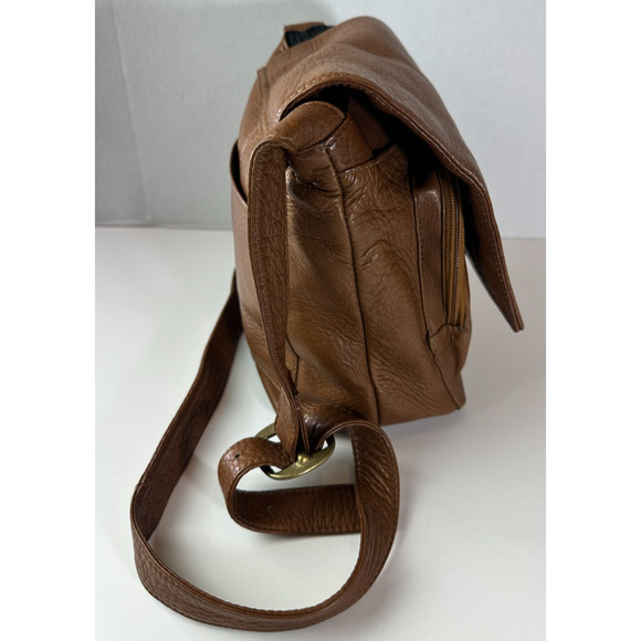 Hobo International Brown Leather Fold Over Flap Shoulder Bag Crossbody Purse - Picture 13 of 16